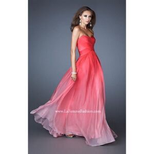 La Femme Ombré Strapless Prom Dress